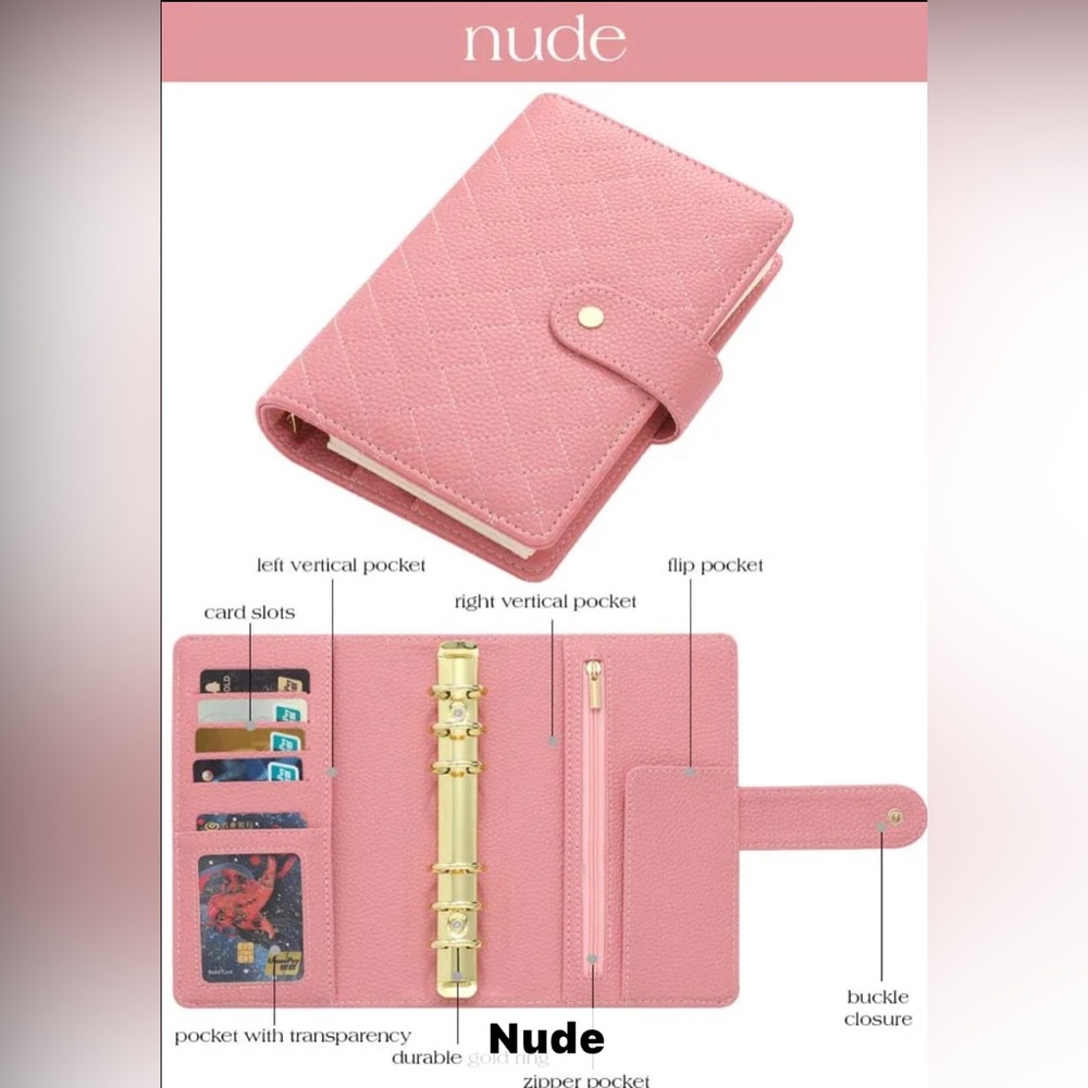 Quilted luxury a6 neutral pink planner binder agenda journal organizer memo book